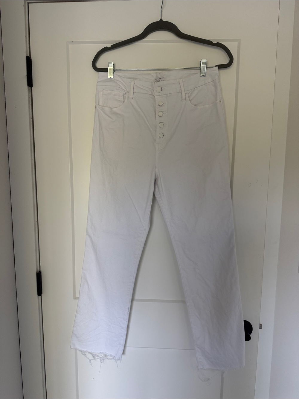 Good American High-Waist White Button-Fly Jeans